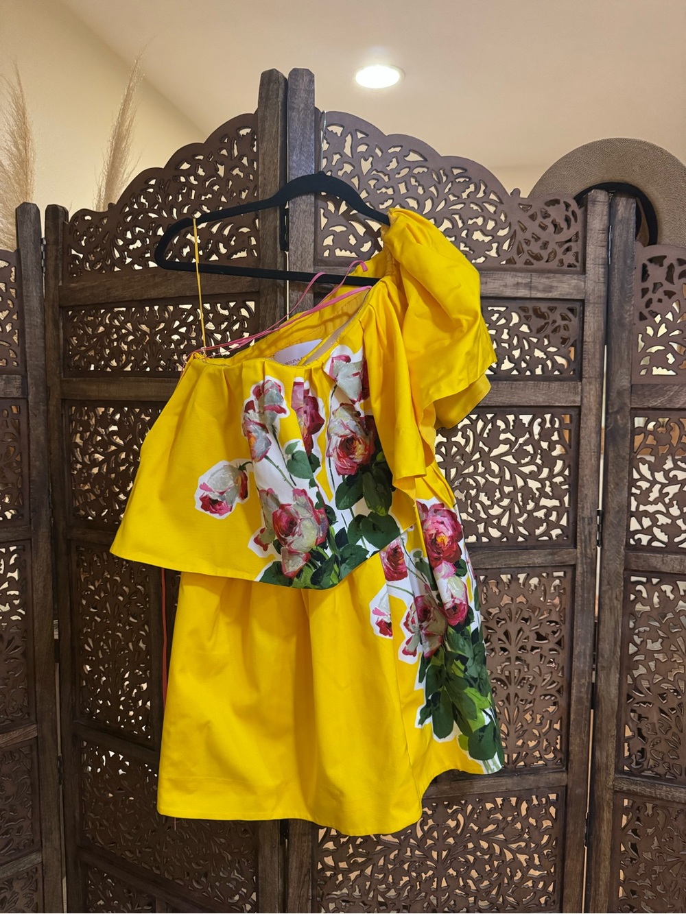 Carolina Herrera Floral-Print Off-The-Shoulder Ruffle Mini Dress - Picture 3 of 5